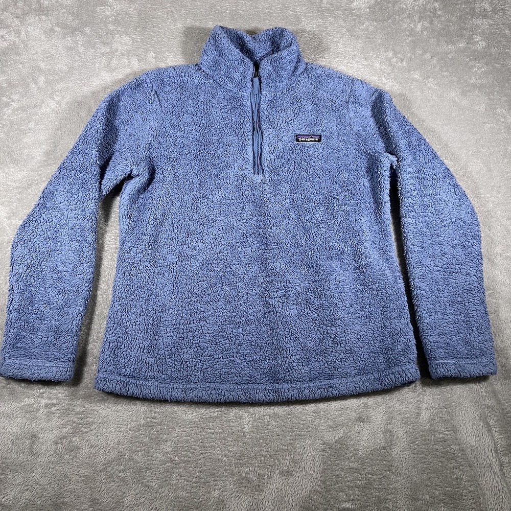 Patagonia Los Gatos Pullover Womens Large Blue High Pile Fleece 1/4‎ Zip Warm
